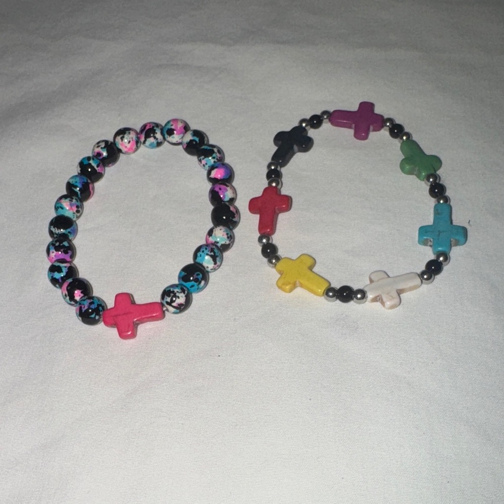 Faith Colorful Cross Beaded Bracelets Set NIP